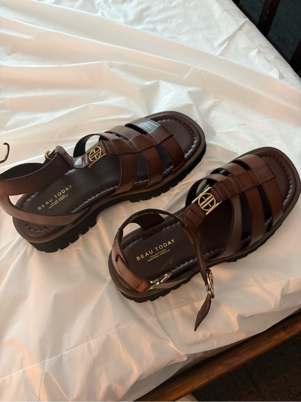 Women's Brown Leather Strappy Sandals